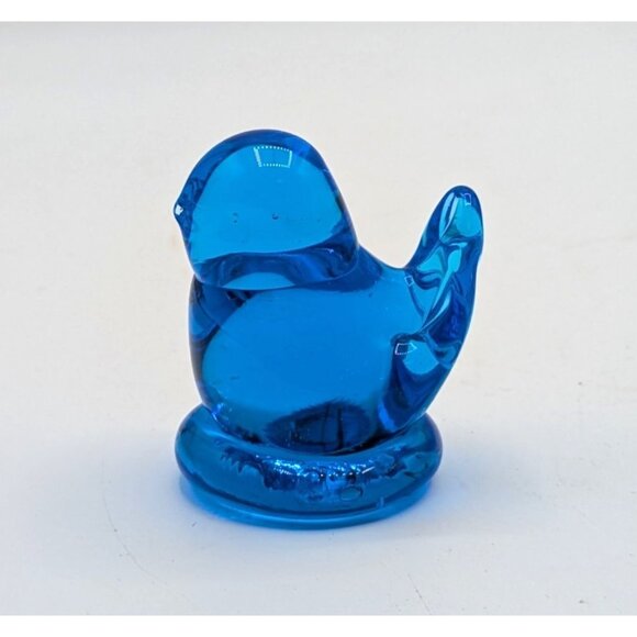Bluebird of Happiness Leo Ward 1994 Signed Miniature Blue Glass Sculpture 2" - Picture 1 of 7